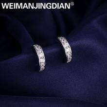 WEIMANJINGDIAN New Arrival White Gold / Yellow Gold Color Cubic Zirconia CZ Crystal Semi-Circle Earrings for Women 2024 - buy cheap