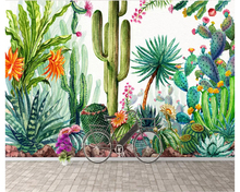 Papel de parede 3d beibehang personalizado, mural fotográfico tropical plantação mural fashion cacto decoração de parede sala de estar 2024 - compre barato