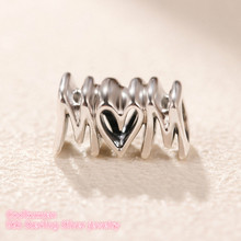 Mother's Day Original 100% 925 Sterling Silver Mom Script Charm beads Fits Brand bracelets Jewelry Making 2024 - buy cheap