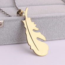 gold color color feather 316L Stainless Steel pendant necklaces bead chain for men women wholesale 2024 - buy cheap