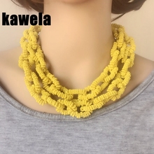 New Fashion Design Yellow Flower Beads Handmade Choker Sweet Necklace 2024 - buy cheap