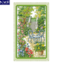 NKF Garden steps scenery style needlepoint Christmas stocking kits stamped cross stitch embroidery designs for home decoration 2024 - buy cheap