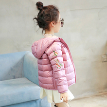 2019 girls winter coat kids clothes children clothing white duck down light snowsuit hooded Chinese embroidery jacket 2 colors 2024 - buy cheap