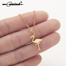 Cxwind Trendy Tropical Bird Necklaces for Women Chain Stainless Steel Flamingo Bird Pendant Necklace Choker Collier Femme 2019 2024 - buy cheap