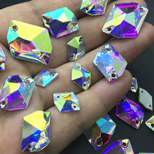 TopStone Crystal AB Cosmic Resin Crystal Rhinestones Sewing jewelry Beads Flat back 11x14 16x20 21x27 mm Sew On Stone 2024 - buy cheap