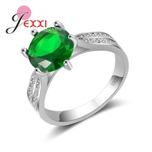 Hot Promotion 925 Sterling Silver Rings Women Party Wholesale Price New Arrival Green Cubic Zirconia Engagement Accessory 2024 - buy cheap