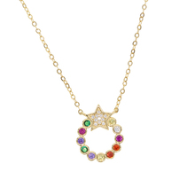 micro pave multi colored cz tiny cute disco star pendant necklace fashion women silver color jewelry women crystal necklace 2024 - buy cheap