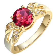 Hainon-Anillo de boda Vintage para mujer, joyería de moda de circonita roja de Color dorado, anillos de cantante pequeños, anillo de compromiso de lujo 2024 - compra barato