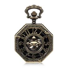 United Kingdom Lucky Bats Pendant Hexagon Skeleton Watches Steampunk Vintage Mechanical Pocket Watch w/Chain 8 Style For Choice 2024 - buy cheap