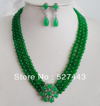 Оптовая продажа бесплатная доставка> модный набор ожерелье и сережки в виде цветка из зеленого камня 2024 - купить недорого