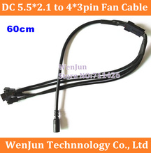 DC 5.5*2.1 to 4*3pin Fan Power Extension Cable 3-pin Y Splitter Fan Cable --50pcs/lot 2024 - buy cheap