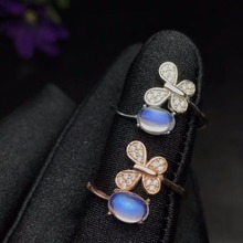 Natural blue moonstone ring, bow style, fresh and beautiful, 925 silver exquisite, 2024 - buy cheap