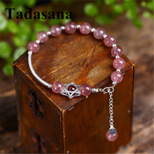 Women Bracelet 925 Silver Jewelry Stone Bracelet Rock Crystal Strawberry Quartz Beads Luck With The Opposite Sex Gift Wholesale 2024 - buy cheap