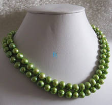 FREE SHIPPING>>>@@ > N2390 34" 7-9mm Green Freshwater Pearl Necklace 2024 - buy cheap