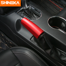Shineka estilo do carro liga de alumínio freio mão capa freio de estacionamento decoração guarnição para ford mustang 2015 + 2024 - compre barato