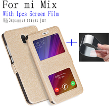 Funda de teléfono de lujo para xiaomi mi x funda cubierta de carcasa ventana abierta PU Funda de cuero para xiao mi x funda abatible carcasa trasera 2024 - compra barato