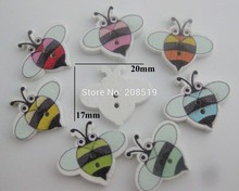 WBNNGG Cutely Animal Bee style baby shirt buttons mix 200pcs 17mm*20mm 2 hole wood sewing buttons painting 2024 - buy cheap