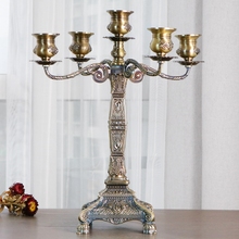 IMUWEN Bronze Candle Holders Metal 5-Arms Holder Wedding Candelabra Candlesticks Candle Stand Table Centerpiece Event Decoration 2024 - купить недорого