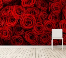 De 3D murales rosas muchos Primer plano rojo papel de flores de parede de café del hotel tienda sofá de la sala de pared de TV papel de la habitación 2024 - compra barato