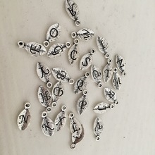 130 pieces/lot Leaves Shape A-Z Initial Letter Alphabet Pendant Greek Charms 7*15mm Letter Charm for Making Jewelry Accessories 2024 - buy cheap