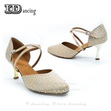 Zapatos de baile Tango para mujer, zapatos latinos de Salsa con diamantes de imitación, para baile de salón, Otoño e Invierno 2024 - compra barato