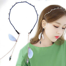 Tassel Earring Hair Bezel Hairbands Sweet Flowers Pearls Hair Hoop Streamer Pandent Headband For Women Girls Hair Accessories 2024 - buy cheap