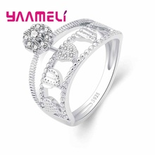Different Grandeur Wedding Finger Rings Crown+Love Heart Shape Charm Modern Hot Cubic Zircon Best 925 Sterling Silver 2024 - buy cheap