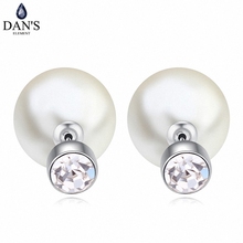 DAN'S ELEMENT 5 colores Real cristal austriaco saluted perla Ball clásico Vintage Stud pendientes para las mujeres 113777 blanco 2024 - compra barato