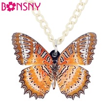 Bonsny Acrylic Novelty Tropic Butterfly Necklace Pendant Long Chain Choker Insect Jewelry For Women Girls Teens Gift Accessories 2024 - buy cheap