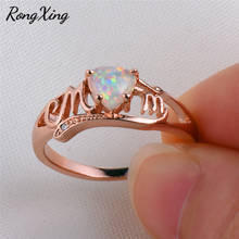 RongXing Love Heart White Fire Opal Letter Mom Ring Rainbow Birthstone Rose Gold Filled Zircon Ring Jewelry Gifts For Mother 2024 - buy cheap