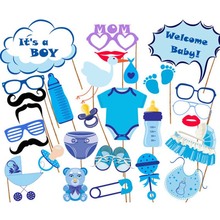 27Pcs Baby Shower Decoration Newborn Its A Boy Girl Photo Booth Props Birthday Blue Pink Baptism PhotoBooth Party Supplies 2024 - buy cheap