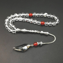 Tasbih-cristal transparente blanco con borla de ágatas Rojas, cuentas de cristal de estilo transparente, cuentas de oración de color 33 66 99, cuentas de piedra 2024 - compra barato