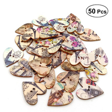 50PCS 25MM 2 Holes Decorative Log Painted Eiffel Tower Pattern Heart Shape Fasteners Buttons for Crafts Sewing Scrapbooking 2024 - buy cheap