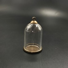 30x20mm whoesale tube bell jar shape with bronze classic base tary beads cap glass vial pendant necklace glass wishing bottle 2024 - buy cheap