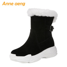 2019 New Winter Women Ankle Boots Middle Heel Round Toe Slip-On Fashion Sexy Women Shoes Black Warm Short Boots Big Size 34-43 2024 - buy cheap