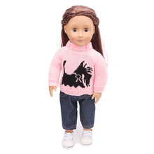 Doll clothes Cute pink sweater suit + black pants toy accessories fit 18 inch Girl doll and 43 cm baby doll c165 2024 - buy cheap