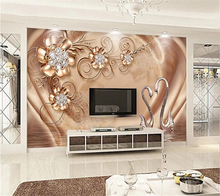 wellyu  Custom wallpaper papel de parede Living room golden flower jewelry TV background wall decoration painting tapety 3d 2024 - buy cheap