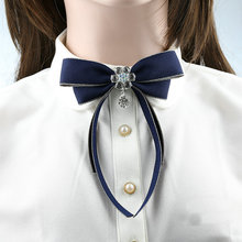 Elegant Women Neck Collar Shirt Bow Tie Rhinestone Crystal Wedding Business Necktie Cravat New School Uniform Bowtie Accessories 2024 - buy cheap