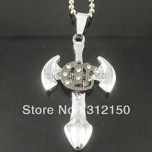 10pcs/lot Fashion FREE SHIPING Alloy Cross Axe Pendant Cute gift Wholesale With Stainless Steel Chain Cross Necklace 2024 - buy cheap