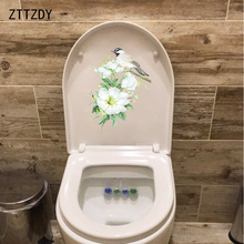 Zttzdy adesivo decorativo de banheiro para casa e quarto, 18.3x24.7cm, pintado de pássaros e flores, com design de decoração 2024 - compre barato