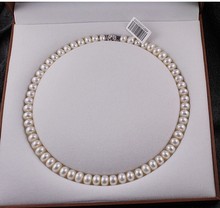 Благородный женский подарок, ювелирное изделие, застежка, 8-9 мм, Настоящее натуральное пресноводное жемчужное ожерелье, длина 45 см 2024 - купить недорого
