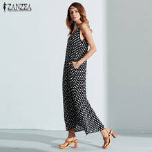 2017 New ZANZEA Summer Dress Fashion Women Dress Strapless Polka Dot Loose Beach Long Maxi Dress Vintage Vestidos Plus Size 2024 - buy cheap