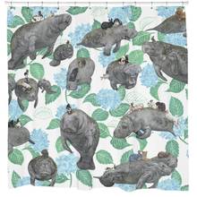 Rabbits Riding Manatees Fabric Shower Curtain Boho Chic Art  With 12 Hooks Shower Curtain Bathroom Decoration 2024 - buy cheap