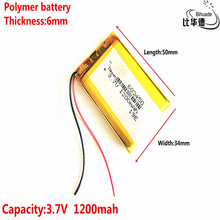 Batería recargable de polímero de litio, 3,7 V, 603450, 1200mAh, 603450 (tamaño: 6x34x50mm) 2024 - compra barato