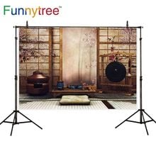 Funnytree backdrop for photographic studio Japan style Tea set classic room flower forest professional background photobooth 2024 - buy cheap