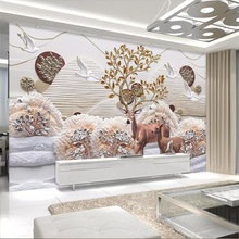 beibehang Custom wallpaper 3d photo mural Nordic landscape woods elk embossed background wall papers home decor papel de parede 2024 - buy cheap