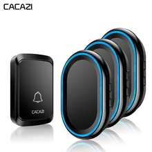CACAZI-timbre inteligente inalámbrico para el hogar, luz LED nocturna impermeable, 1 botón, 3 receptores, 300M, control remoto, enchufe para EE. UU., UE y Reino Unido 2024 - compra barato