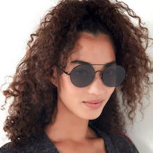 2019 New Metal Round Brand Sunglasses Women Vintage Double Bridge Cool Ocean Color Glasses Men Couple Cheap Wild Eyeglasses Red 2024 - buy cheap
