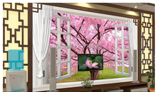 Grandes murales 3D personalizado, papel de pared de fondo de TV para sala de estar, exterior, paisaje natural de cerezo 2024 - compra barato