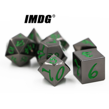 IMDG-Juego de dados creativos de Metal para niños, dados de poliedro RPG con fuente grande DND, Color verde níquel, Digital, 7 unids/set por juego 2024 - compra barato